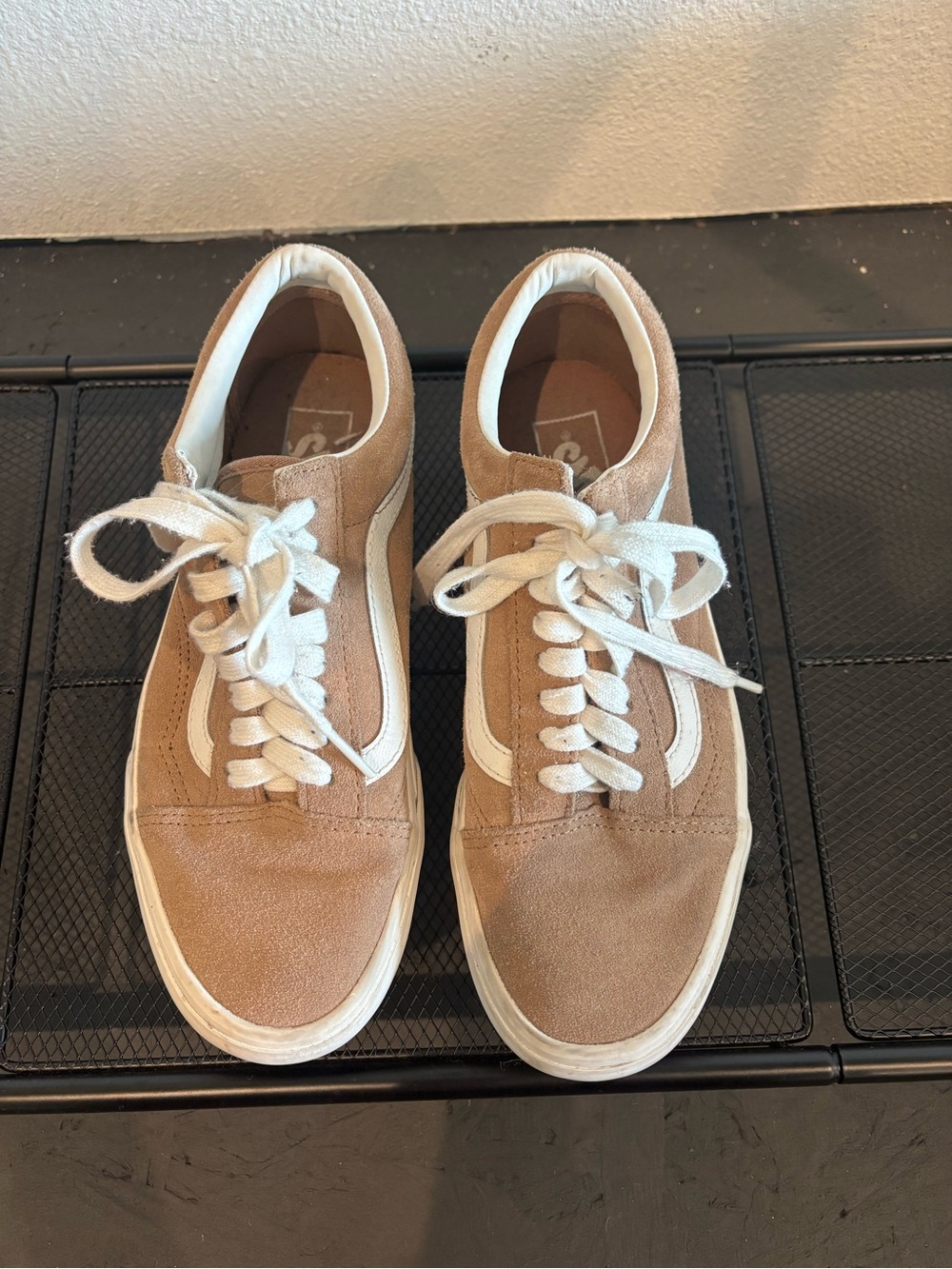 Vans Old Skool Women's Suede Sneakers in Tan and White